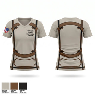 Womens Short Sleeve Vneck Shirt, Domestic Violence Intervention Division, Police, Teamtime, Team time, sublimation, custom sports apparel, team uniforms, spirit wear, spiritwear, sports uniforms, custom shirts, team store, custom team store, fundraiser sports, apparel fundraiser