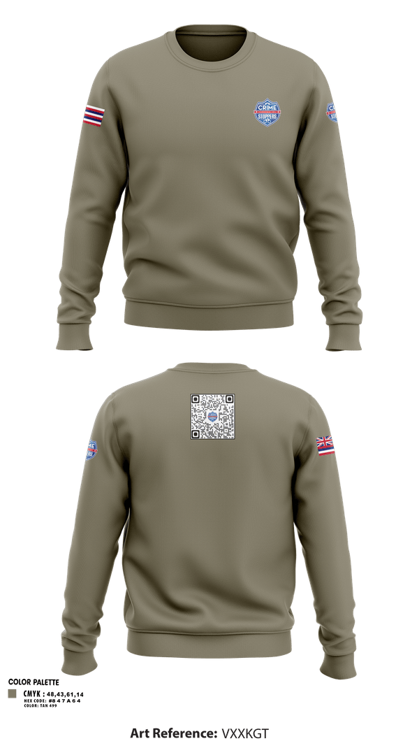 Crew Neck Sweatshirt, CrimeStoppers Honolulu, Police, Teamtime, Team time, sublimation, custom sports apparel, team uniforms, spirit wear, spiritwear, sports uniforms, custom shirts, team store, custom team store, fundraiser sports, apparel fundraiser