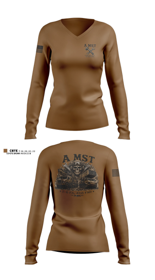 Womens Long Sleeve Vneck Shirt, A Battery, 1-6 FA, A MST, Army, Teamtime, Team time, sublimation, custom sports apparel, team uniforms, spirit wear, spiritwear, sports uniforms, custom shirts, team store, custom team store, fundraiser sports, apparel fundraiser