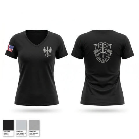 Womens Short Sleeve Vneck Shirt, ODA 0124, Army, Teamtime, Team time, sublimation, custom sports apparel, team uniforms, spirit wear, spiritwear, sports uniforms, custom shirts, team store, custom team store, fundraiser sports, apparel fundraiser