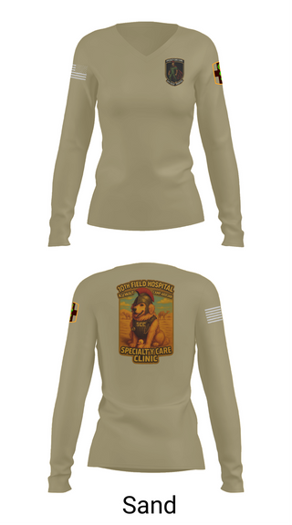 Womens Long Sleeve Vneck Shirt, SCC 10th Field Hospital, , Teamtime, Team time, sublimation, custom sports apparel, team uniforms, spirit wear, spiritwear, sports uniforms, custom shirts, team store, custom team store, fundraiser sports, apparel fundraiser