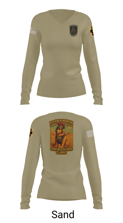 SCC 10th Field Hospital 86139824 Women's Long Sleeve V-neck Shirt - 97