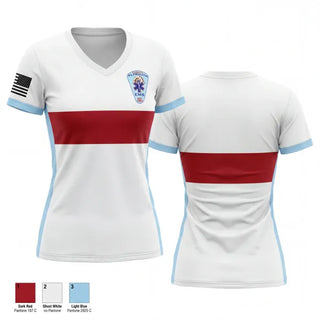 Womens Short Sleeve Vneck Shirt, Plymouth Volunteer Ambulance Corps, EMS/EMT, Teamtime, Team time, sublimation, custom sports apparel, team uniforms, spirit wear, spiritwear, sports uniforms, custom shirts, team store, custom team store, fundraiser sports, apparel fundraiser