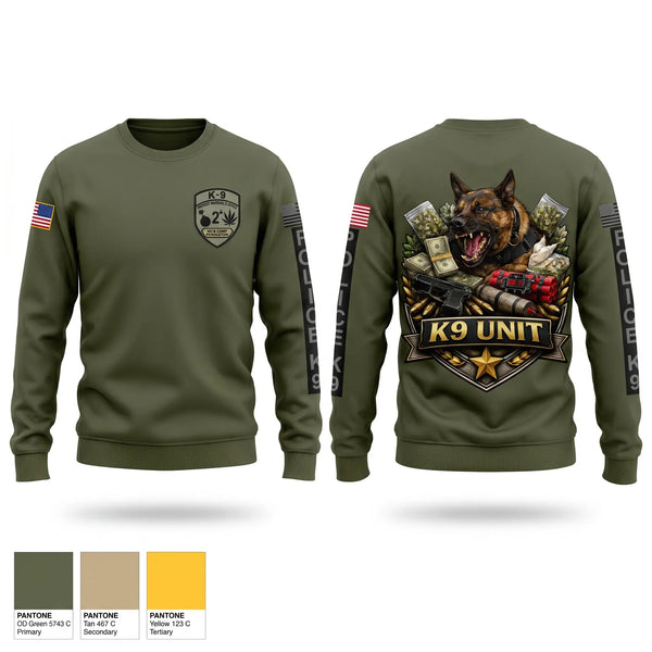 Crew Neck Sweatshirt, Camp Pendleton PMO K9, Marines, Teamtime, Team time, sublimation, custom sports apparel, team uniforms, spirit wear, spiritwear, sports uniforms, custom shirts, team store, custom team store, fundraiser sports, apparel fundraiser