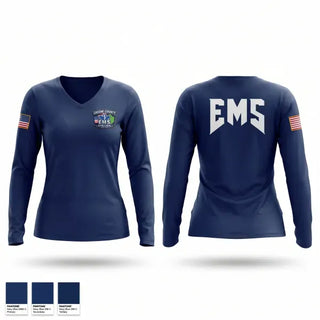 Womens Long Sleeve Vneck Shirt, Greene County EMS, EMS/EMT, Teamtime, Team time, sublimation, custom sports apparel, team uniforms, spirit wear, spiritwear, sports uniforms, custom shirts, team store, custom team store, fundraiser sports, apparel fundraiser