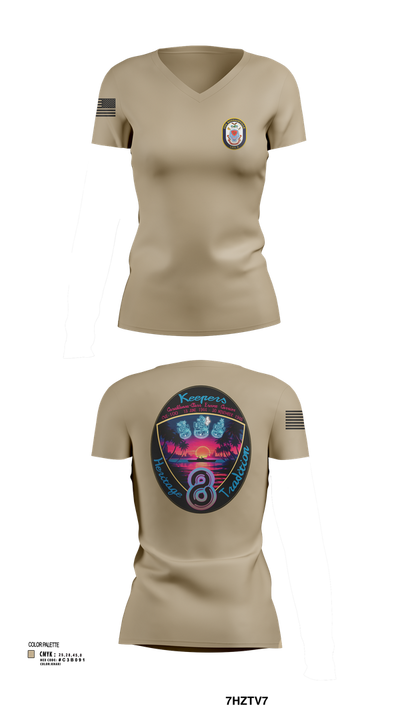 USS Bougainville CPO 89131174 Women's Short Sleeve V-neck Shirt - 102