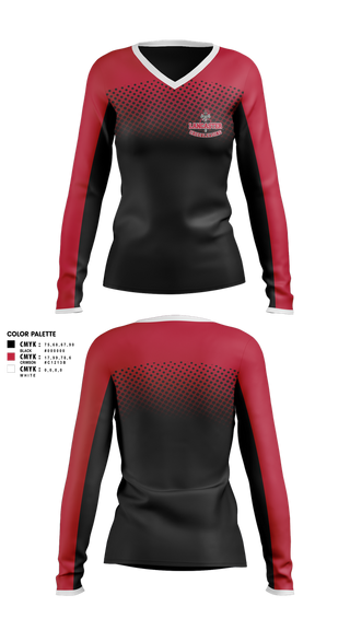 Womens Long Sleeve Vneck Shirt, Lancaster Cheerleading, Cheer, Teamtime, Team time, sublimation, custom sports apparel, team uniforms, spirit wear, spiritwear, sports uniforms, custom shirts, team store, custom team store, fundraiser sports, apparel fundraiser