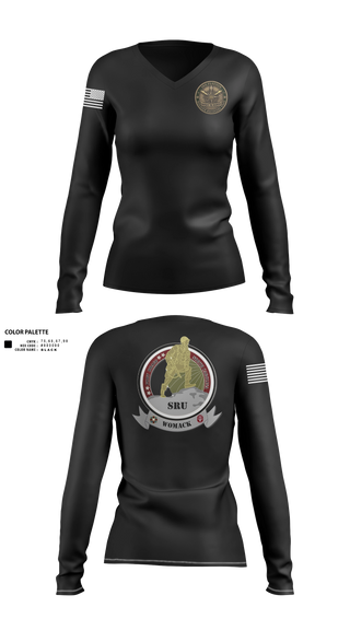 Womens Long Sleeve Vneck Shirt, Soldier Recovery Unit, Army, Teamtime, Team time, sublimation, custom sports apparel, team uniforms, spirit wear, spiritwear, sports uniforms, custom shirts, team store, custom team store, fundraiser sports, apparel fundraiser
