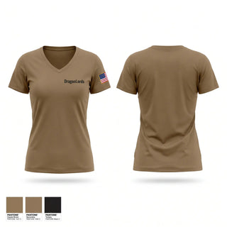 Womens Short Sleeve Vneck Shirt, DragonLords, Army, Teamtime, Team time, sublimation, custom sports apparel, team uniforms, spirit wear, spiritwear, sports uniforms, custom shirts, team store, custom team store, fundraiser sports, apparel fundraiser