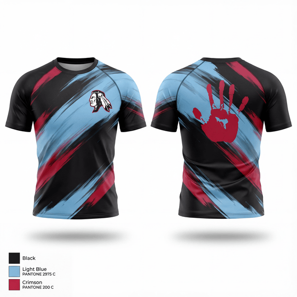 Short Sleeve Rash Guard Shirt, Owyhee Braves, Wrestling, Teamtime, Team time, sublimation, custom sports apparel, team uniforms, spirit wear, spiritwear, sports uniforms, custom shirts, team store, custom team store, fundraiser sports, apparel fundraiser
