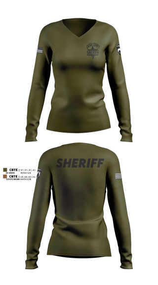 Womens Long Sleeve Vneck Shirt, Cassia County Sheriff’s Office, Police, Teamtime, Team time, sublimation, custom sports apparel, team uniforms, spirit wear, spiritwear, sports uniforms, custom shirts, team store, custom team store, fundraiser sports, apparel fundraiser