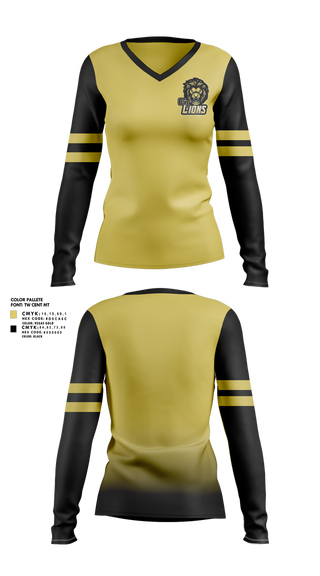 Womens Long Sleeve Vneck Shirt, Gt lions, , Teamtime, Team time, sublimation, custom sports apparel, team uniforms, spirit wear, spiritwear, sports uniforms, custom shirts, team store, custom team store, fundraiser sports, apparel fundraiser