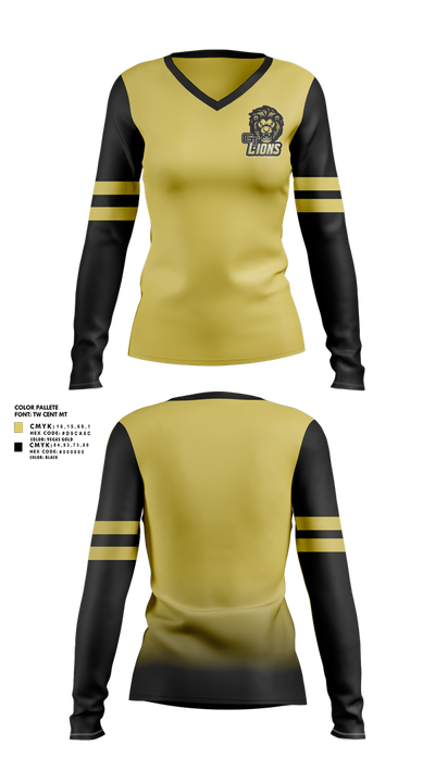Gt lions 94037255 Women's Long Sleeve V-neck Shirt - 2