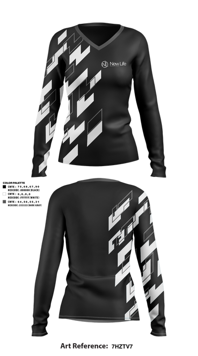 New Life Nashville 419223 Women's Long Sleeve V-neck Shirt - 2