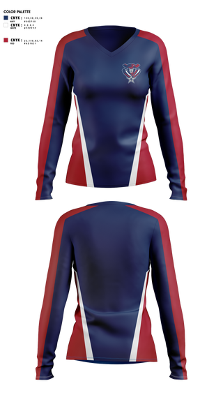 Womens Long Sleeve Vneck Shirt, ALA Patriots, , Teamtime, Team time, sublimation, custom sports apparel, team uniforms, spirit wear, spiritwear, sports uniforms, custom shirts, team store, custom team store, fundraiser sports, apparel fundraiser
