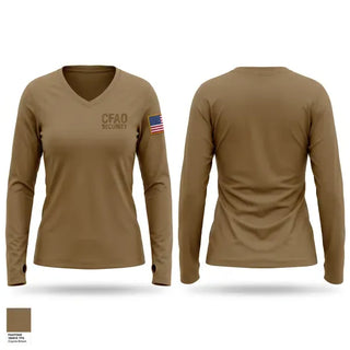 Womens Long Sleeve Vneck Shirt, CFAO security, Navy, Teamtime, Team time, sublimation, custom sports apparel, team uniforms, spirit wear, spiritwear, sports uniforms, custom shirts, team store, custom team store, fundraiser sports, apparel fundraiser