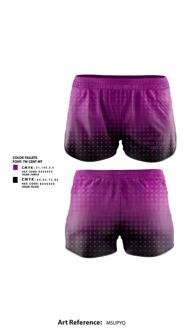 Womens Shorts, Simplicity Dance Team, Cheer, Teamtime, Team time, sublimation, custom sports apparel, team uniforms, spirit wear, spiritwear, sports uniforms, custom shirts, team store, custom team store, fundraiser sports, apparel fundraiser