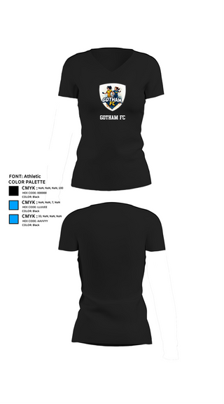 Womens Short Sleeve Vneck Shirt, GOTHAM FC, Women's Soccer, Teamtime, Team time, sublimation, custom sports apparel, team uniforms, spirit wear, spiritwear, sports uniforms, custom shirts, team store, custom team store, fundraiser sports, apparel fundraiser