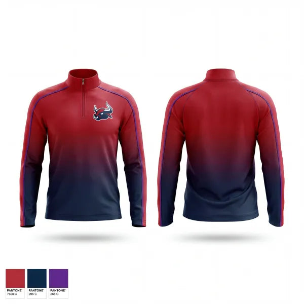 Quarter Zip Jacket, Smithtown Bulls, Baseball, Teamtime, Team time, sublimation, custom sports apparel, team uniforms, spirit wear, spiritwear, sports uniforms, custom shirts, team store, custom team store, fundraiser sports, apparel fundraiser