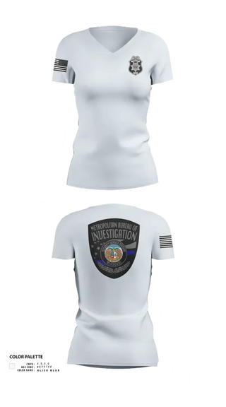 Womens Short Sleeve Vneck Shirt, Metropolitan Bureau Of Investigation, Police, Teamtime, Team time, sublimation, custom sports apparel, team uniforms, spirit wear, spiritwear, sports uniforms, custom shirts, team store, custom team store, fundraiser sports, apparel fundraiser