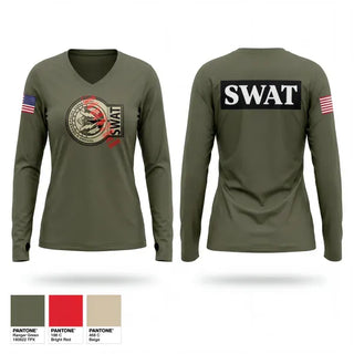 Womens Long Sleeve Vneck Shirt, TOPD, Police, Teamtime, Team time, sublimation, custom sports apparel, team uniforms, spirit wear, spiritwear, sports uniforms, custom shirts, team store, custom team store, fundraiser sports, apparel fundraiser