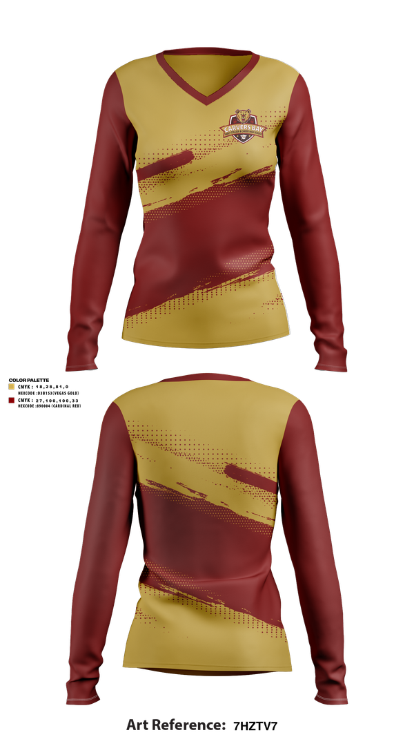 Womens Long Sleeve Vneck Shirt, Carvers Bay Cheer, Cheer, Teamtime, Team time, sublimation, custom sports apparel, team uniforms, spirit wear, spiritwear, sports uniforms, custom shirts, team store, custom team store, fundraiser sports, apparel fundraiser