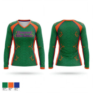 Womens Long Sleeve Vneck Shirt, Ellenwood Elite Gators, , Teamtime, Team time, sublimation, custom sports apparel, team uniforms, spirit wear, spiritwear, sports uniforms, custom shirts, team store, custom team store, fundraiser sports, apparel fundraiser