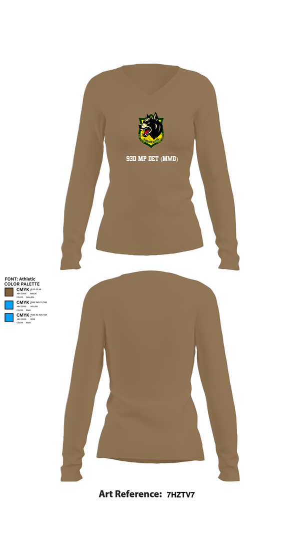 Womens Long Sleeve Vneck Shirt, 93D MP DET (MWD), , Teamtime, Team time, sublimation, custom sports apparel, team uniforms, spirit wear, spiritwear, sports uniforms, custom shirts, team store, custom team store, fundraiser sports, apparel fundraiser