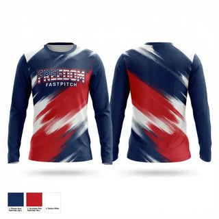Long Sleeve Performance Shirt, Freedom Fastpitch, Softball, Teamtime, Team time, sublimation, custom sports apparel, team uniforms, spirit wear, spiritwear, sports uniforms, custom shirts, team store, custom team store, fundraiser sports, apparel fundraiser