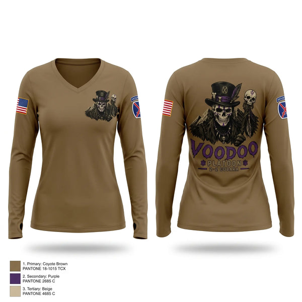 Womens Long Sleeve Vneck Shirt, Voodoo Platoon, Army, Teamtime, Team time, sublimation, custom sports apparel, team uniforms, spirit wear, spiritwear, sports uniforms, custom shirts, team store, custom team store, fundraiser sports, apparel fundraiser