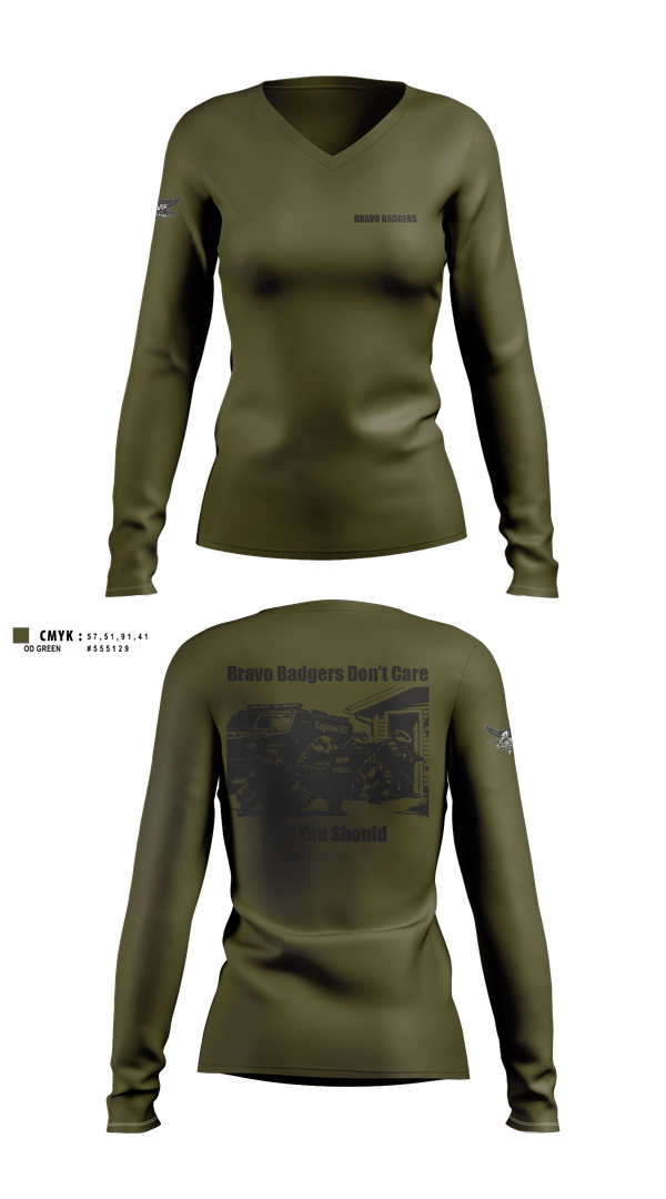 Womens Long Sleeve Vneck Shirt, Saginaw Police Emergency Services Team, Police, Teamtime, Team time, sublimation, custom sports apparel, team uniforms, spirit wear, spiritwear, sports uniforms, custom shirts, team store, custom team store, fundraiser sports, apparel fundraiser