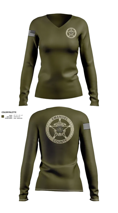 Emanuel County SRT 59654596 Women's Long Sleeve V-neck Shirt - 21