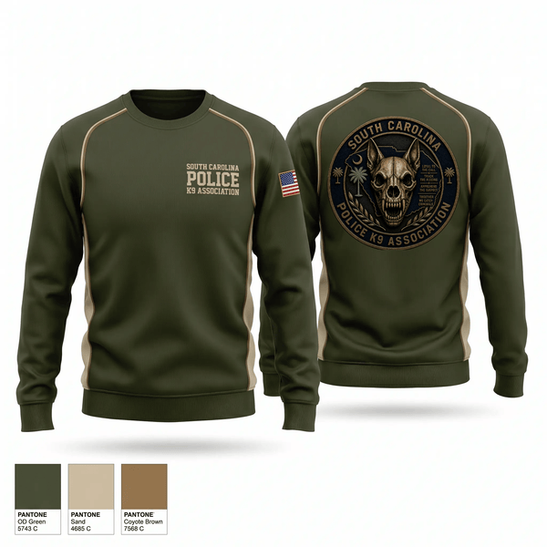 Crew Neck Sweatshirt, South Carolina Police K9 Association, Police, Teamtime, Team time, sublimation, custom sports apparel, team uniforms, spirit wear, spiritwear, sports uniforms, custom shirts, team store, custom team store, fundraiser sports, apparel fundraiser