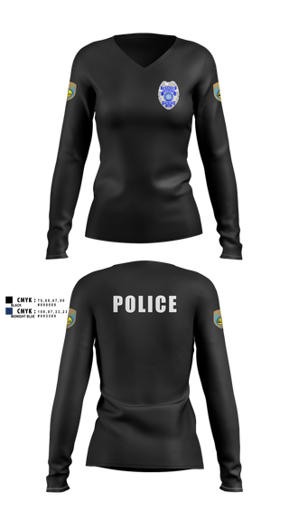 Womens Long Sleeve Vneck Shirt, team name, Police, Teamtime, Team time, sublimation, custom sports apparel, team uniforms, spirit wear, spiritwear, sports uniforms, custom shirts, team store, custom team store, fundraiser sports, apparel fundraiser