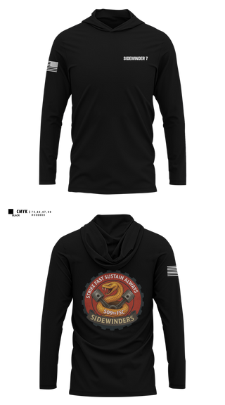 Long Sleeve Performance Shirt with hood, 509th FSC, Army, Teamtime, Team time, sublimation, custom sports apparel, team uniforms, spirit wear, spiritwear, sports uniforms, custom shirts, team store, custom team store, fundraiser sports, apparel fundraiser