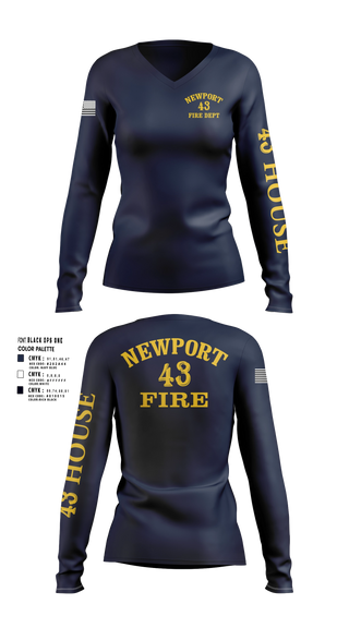 Womens Long Sleeve Vneck Shirt, Newport Fire Department, Fire Department, Teamtime, Team time, sublimation, custom sports apparel, team uniforms, spirit wear, spiritwear, sports uniforms, custom shirts, team store, custom team store, fundraiser sports, apparel fundraiser