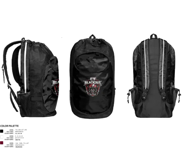 Gear Bag, CT Blackout Elite, Men's Basketball, Teamtime, Team time, sublimation, custom sports apparel, team uniforms, spirit wear, spiritwear, sports uniforms, custom shirts, team store, custom team store, fundraiser sports, apparel fundraiser