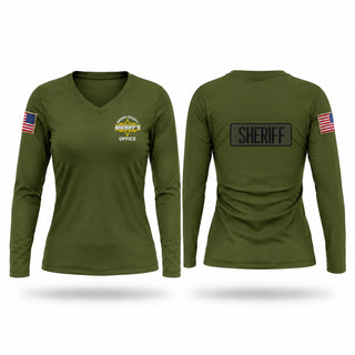 Womens Long Sleeve Vneck Shirt, Brown County Sheriff's Office, Police, Teamtime, Team time, sublimation, custom sports apparel, team uniforms, spirit wear, spiritwear, sports uniforms, custom shirts, team store, custom team store, fundraiser sports, apparel fundraiser