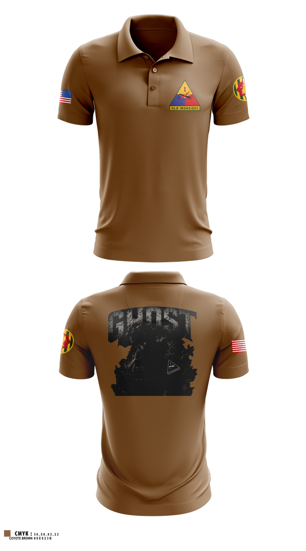 Short Sleeve Performance Polo, 2ND PLT Ghosts, Army, Teamtime, Team time, sublimation, custom sports apparel, team uniforms, spirit wear, spiritwear, sports uniforms, custom shirts, team store, custom team store, fundraiser sports, apparel fundraiser