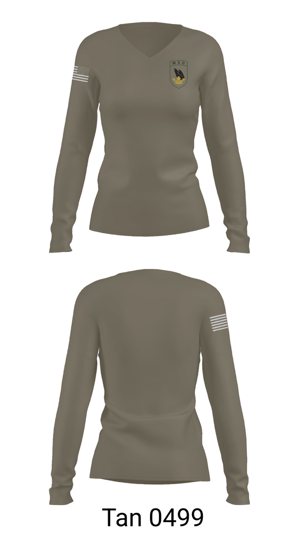 Womens Long Sleeve Vneck Shirt, Washington State Guard, National Guard, Teamtime, Team time, sublimation, custom sports apparel, team uniforms, spirit wear, spiritwear, sports uniforms, custom shirts, team store, custom team store, fundraiser sports, apparel fundraiser