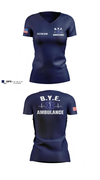 Womens Short Sleeve Vneck Shirt, B.Y.E. AMBULANCE SERVICE INC., EMS/EMT, Teamtime, Team time, sublimation, custom sports apparel, team uniforms, spirit wear, spiritwear, sports uniforms, custom shirts, team store, custom team store, fundraiser sports, apparel fundraiser