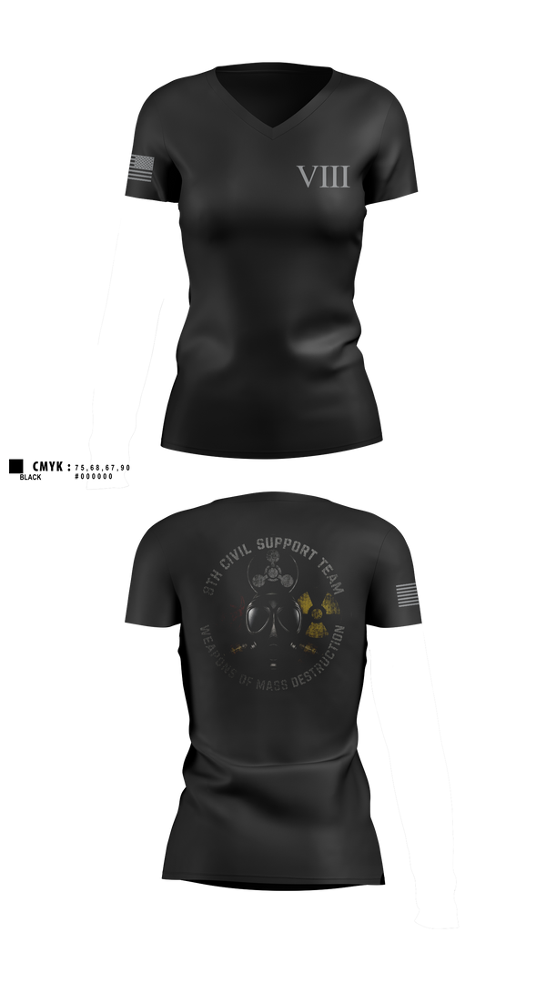 Womens Short Sleeve Vneck Shirt, 8th WMD-Civil Support Team, Army, Teamtime, Team time, sublimation, custom sports apparel, team uniforms, spirit wear, spiritwear, sports uniforms, custom shirts, team store, custom team store, fundraiser sports, apparel fundraiser