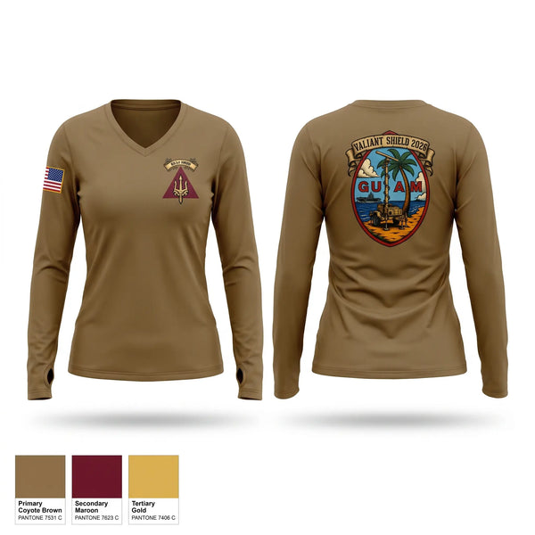 Womens Long Sleeve Vneck Shirt, 651st HMOD, Army, Teamtime, Team time, sublimation, custom sports apparel, team uniforms, spirit wear, spiritwear, sports uniforms, custom shirts, team store, custom team store, fundraiser sports, apparel fundraiser