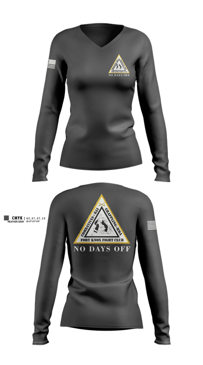 Fort Knox Fight Club Women's Long Sleeve V-neck Shirt - 2