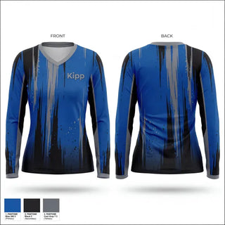 Womens Long Sleeve Vneck Shirt, Kipp, Track & Field, Teamtime, Team time, sublimation, custom sports apparel, team uniforms, spirit wear, spiritwear, sports uniforms, custom shirts, team store, custom team store, fundraiser sports, apparel fundraiser