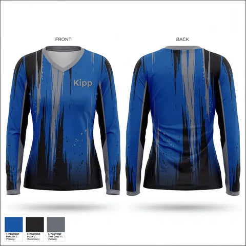 Womens Long Sleeve Vneck Shirt, Kipp, Track & Field, Teamtime, Team time, sublimation, custom sports apparel, team uniforms, spirit wear, spiritwear, sports uniforms, custom shirts, team store, custom team store, fundraiser sports, apparel fundraiser