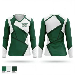 Womens Long Sleeve Vneck Shirt, Cass Technical High School Girls Varsity Tennis Team, Tennis, Teamtime, Team time, sublimation, custom sports apparel, team uniforms, spirit wear, spiritwear, sports uniforms, custom shirts, team store, custom team store, fundraiser sports, apparel fundraiser