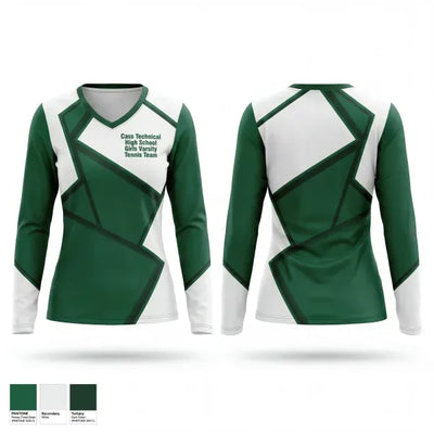 Cass Technical High School Girls Varsity Tennis Team 63156221 Women's Long Sleeve V-neck Shirt - 1