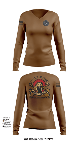 Womens Long Sleeve Vneck Shirt, Charlie Battery 2-114th FA, , Teamtime, Team time, sublimation, custom sports apparel, team uniforms, spirit wear, spiritwear, sports uniforms, custom shirts, team store, custom team store, fundraiser sports, apparel fundraiser