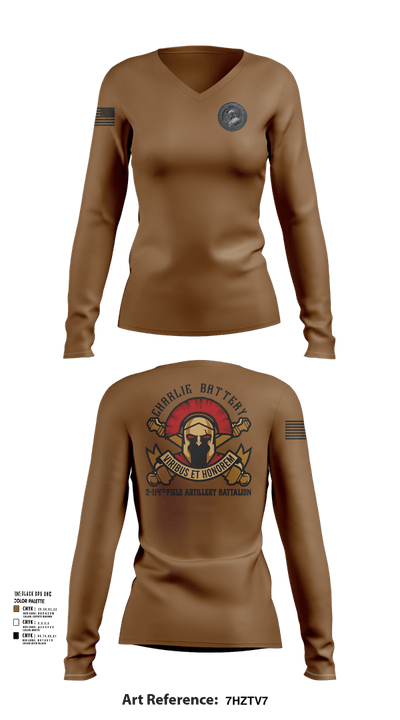 Charlie Battery 2-114th FA 47332730 Women's Long Sleeve V-neck Shirt - 101
